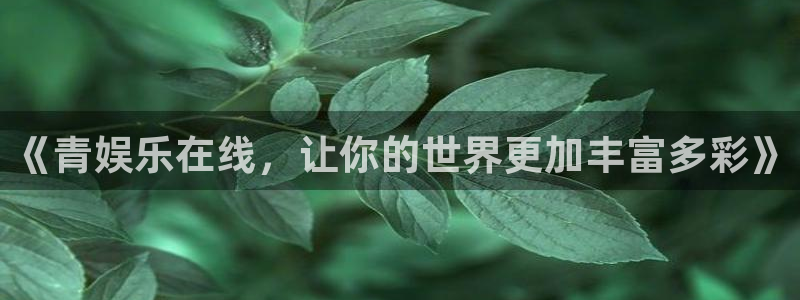 2元彩票2登录入口：《青娱乐在线，让你的世界更加丰富多彩》